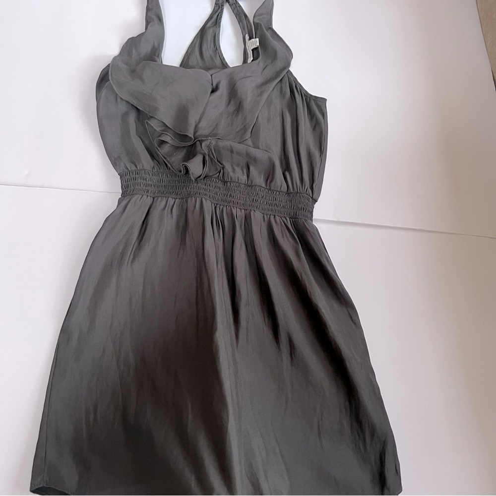 American Eagle Outfitters Gray Ruffle Dress Women’s size XS , silky feel, short
